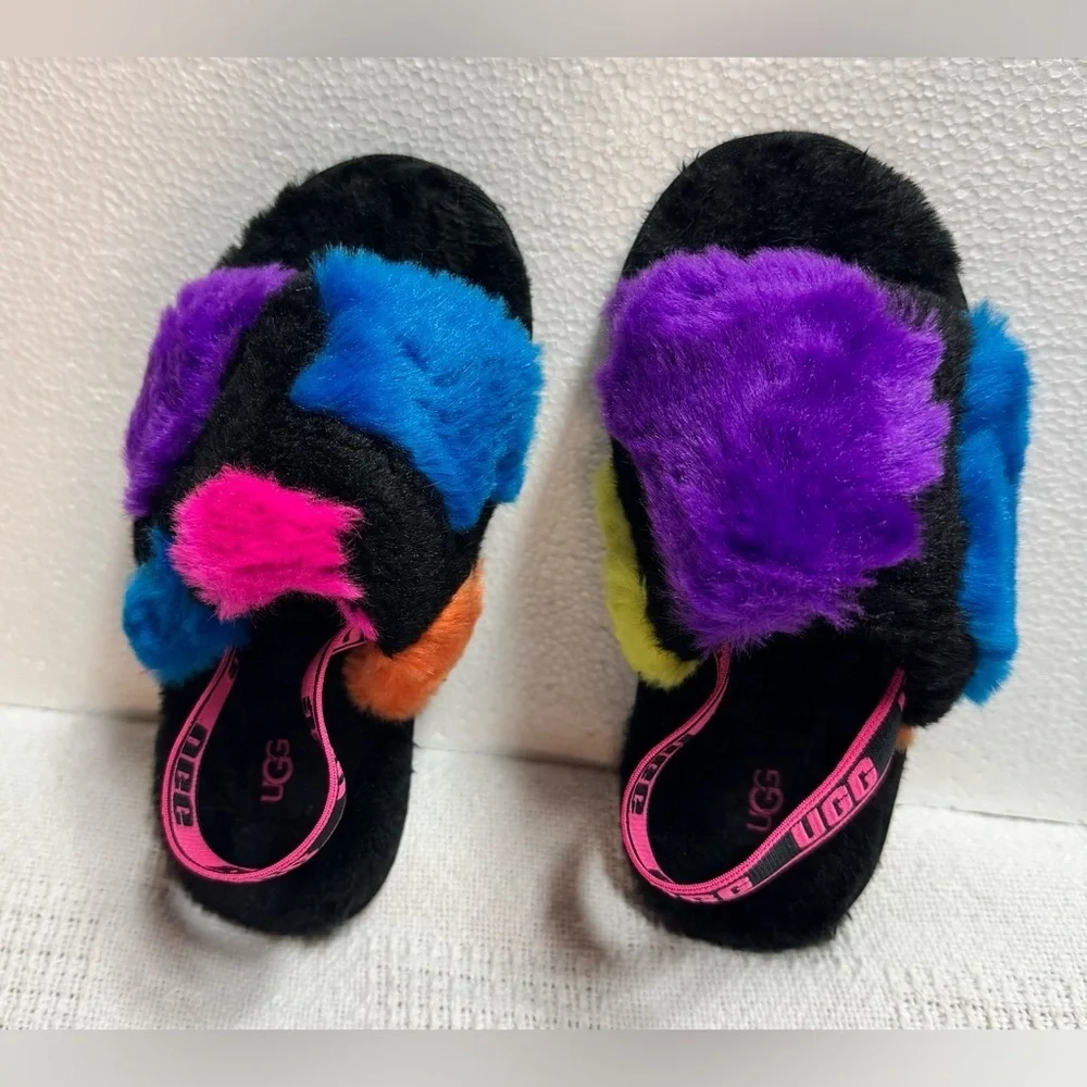 UGG Kids' Multicolor Furry Slippers